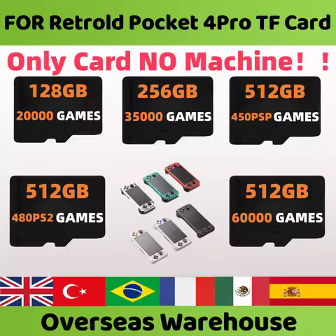 For Retroid Pocket 4 Pro Game Memory TF Card 512GB Preloaded 70000 GAMES 450 PSP GAMES 480 PS2 Games