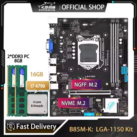 JINGSHA B85M Motherboard PC Assembly Complete kit i7 4790 Processor +16GB Memory placa mae LGA 1150 