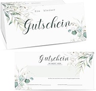 Faccito 50 Blank Vouchers to Fill Yourself, Eucalyptus Leaves, Gift Vouchers for Customers, Voucher 