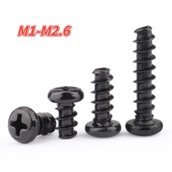 M2m2.3 M2.6 M3M4M5 Hard Black Round Head Flat Tail Self-Tapping Screw Phillips Round Head Cut Tail Screw