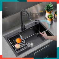BLACK STAINLESS KITCHEN SINK PACKAGE SUS 304 UK 60X45 THICKNESS 3 MM AND COMPLETE