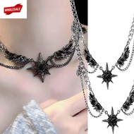 (BC)1-2Pcs Black Wings Star Pendant Necklaces - for Wen Girls Party Wear - Vintage Choker Necklace -