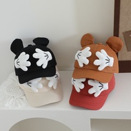Premium Boys Baseball Cap White 3D Hand Printed Boys Hat Mickey Ears Toddler Hat 1-5 Years