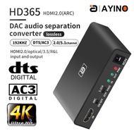 13I Aluminum DAC HDMI-Compatible Audio Extractor 5.1 ARC HDMI 2.0 Audio Extractor DAC SPDIF Co fE3