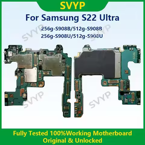 Fully Tested 100%Working Mainboard For Samsung Galaxy S22 Ultra Motherboard Original & Unlocked 128g