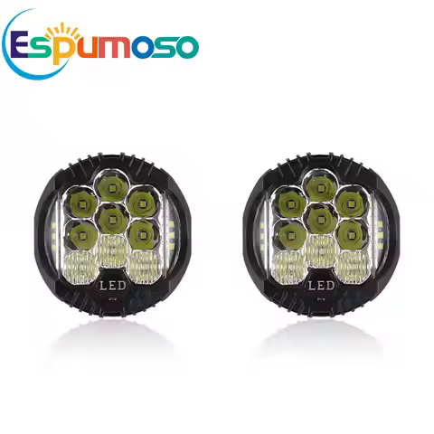 7 lnch LED Headlights DRL Hi/Lo Beam 50W 9LEDS For Niva Motorcycle Lada Offroad 4x4 UAZ 12V 24V Ambe