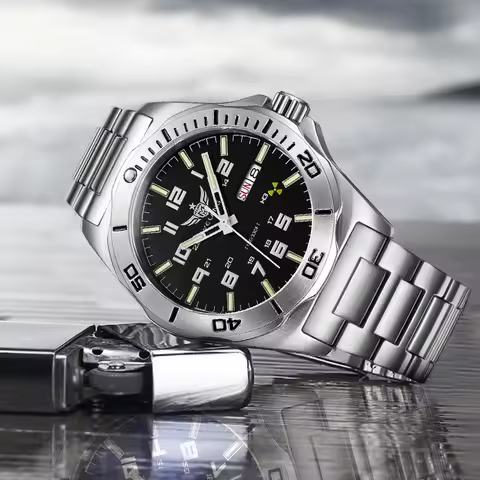 YELANG Men Military Watch 43.6mm Automatic Mechanical Wristwatch Diver 10Bar Waterproof Luminous Sap
