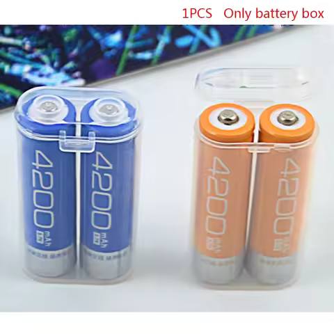 1/5/10 Pcs Waterproof 18650 Battery Storage Case (PP Plastic) 2-Slot 18650 Battery Holder Round 2-Ce