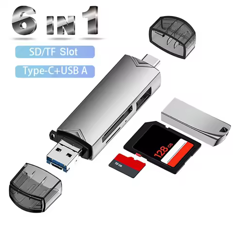 OTG Type C SD TF Card Reader 6 in 1 USB 3.0 Micro USB Flash Drive Adapter 5Gbps High Speed Transfer 