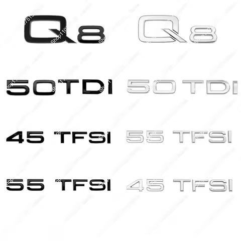 ABS Letters Numbers Chrome Black 45TFSI 50TDI 55TFSI Emblem For Q8 Series Car Rear Trunk Logo Sticke