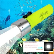 Magnetic Control Lumens hand Crank Waterproof IP68 Flash Light led Underwater Diving Flashlight bright Light Diving Lights