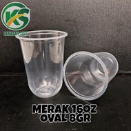 Gelas plastik cup OVAL PP Merak 16 oz 16oz 8 gr