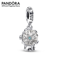 Pandora Snow globe sterling silver dangle with clear and teal cubic zirconia and clear glitter Murano glass เครื่องประดับ จี้ชาร์ม ชาร์มสีเงิน สีเงิน ชาร์มเงิน เงิน ชาร์มสร้อยข้อมือ ชา