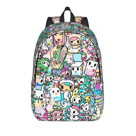 Tokidoki Full Character Collage Backpack Teen Pattern Backpacks Polyester Aesthetic High School Bags