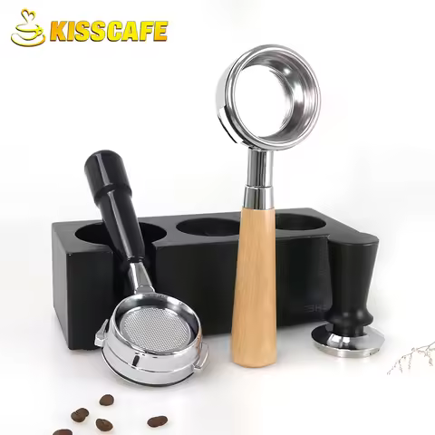 58MM Bottomless Portafilter Two-Ears 2 Cups Basket Wooden Handle For Nuova Simonelli Espresso Machin