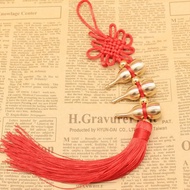 String of feng shui peach wood five emperor coins, decorative feng shui five emperor gourd coins