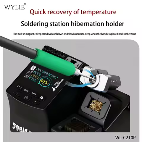 WYLIE WL-C210P ConstantTemperature Welding Station 200W Digital Display with C210 Tips for DIY Preci