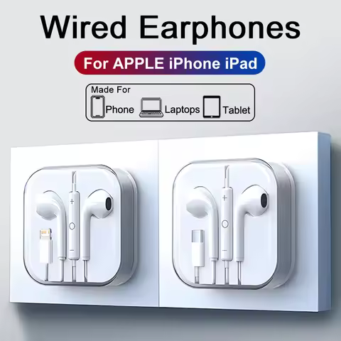 TypeC Earphones For iPhone 17 Air 16 15 14 13 12 11 Pro Max iPad Wired Earbuds 3.5mm Tablet Laptops 