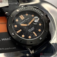 GiorgioFedon1919手錶,編號GF00084,46mm黑圓形精鋼錶殼,黑色潛水錶, 中二針顯示, 運動, 棕櫚樹設計錶面,深黑色真皮皮革錶帶款,同勞力士棕櫚樹設計