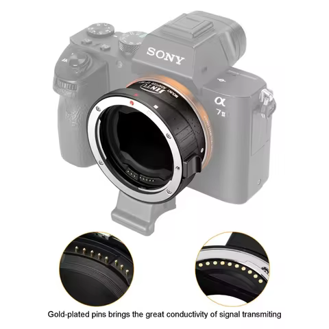 JINTU Auto-Focus Mount Adapter EF-NEX II for Canon EF Lens to Sony NEX E Mount Camera A6500 A6300 A6