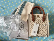 🈹 包順豐，Tory burch mini tote (mini T monogram) 米白色