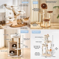 [SG SELLER] Solid Wood Cat Tree Rattan Cat Nest Cat Felt Scratch Barrel