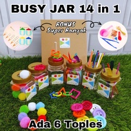 Busy Gold Box Educational Toys for Children, 6 Jars Square-Shaped Busy Jar/ 14-in-1 Busy Jar/