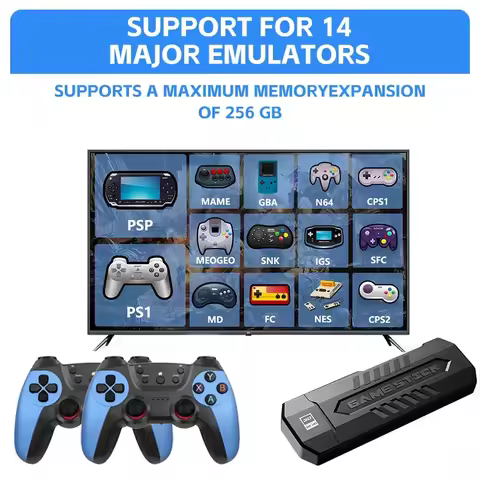 X2 Blue Video Game Stick 4K Video Game Stick Console 2.4G Double Wireless Controller HD 30000 Games 