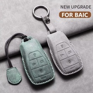 For BAIC MOTO Beijing X55 X7 BJ40 BJ60 BJ90 Leather Car Remote Key Case Cover Car Keychain Protector
