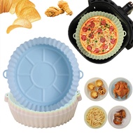 【hot】✤ Silicone Fryers Oven Baking Fried Pizza Mat AirFryer Round Reusable Pan For Fryer