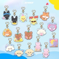 Kpop ATEEZ Acrylic Keychain 5CM ANITEEZ Cartoon Cute Animal Pendant Cartoon Key Ring Accessories Yun