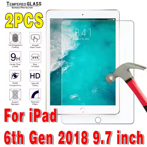 2Pcs Tablet Tempered Glass Screen Protector Cover for Apple IPad 6th Gen 9.7 Inch A1893 A1954 HD Tem