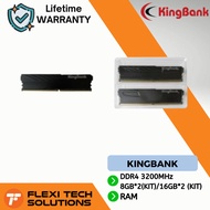 Flexi Tech Kingbank DDR4 3200MHz 8GB*2(KIT) /16GB*2(KIT) /UDIMM/CL16/XMP/with Heatsink/Black