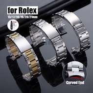 13mm 17mm 18mm 19mm 20mm 21mm Stainless Steel Watch Band for Rolex Strap Curved End Metal 3-bead Wat