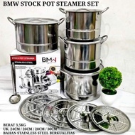 stock pot steamer panci 4 pcs BMW stock pot steamer stainlees steel