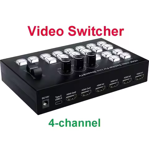HDMI Video Mixer Switcher Live Streaming 4-Channel 4 Way Multi-View HDMI Video Switcher Broadcast Li