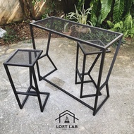 L26 ชุดโต๊ะบาร์เหล็ก เก้าอี้ขนาด30*30*70 โต๊ะขนาด100*40*90