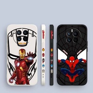 Creative Ironman Spiderman Side Printed Liquid Silicon Phone Case For HUAWEI Mate 40 30 20 10 P50 P40 P30 P20 P10 Nova 3E 4E Pro Plus Lite 2018 5G