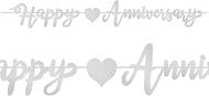 Fun Express 6 Ft. x 9 1/4" Happy Anniversary Silver & Heart Foil Hanging Banner