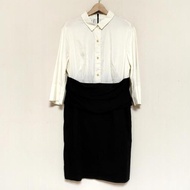 Akris Dress Shirt ivory dark Navy Women Direct from Japan Secondhand