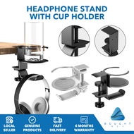 Headphone Stand w/ Cup Holder, 2 in 1 Clamp On Desk Cable Organizer, Adjustable for Gaming