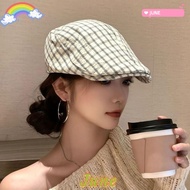 JUNE1 Plaid Berets, Y2k Korean Style Fashionable Forward Cap, Hot Face Slimming Newsboy Caps Women G