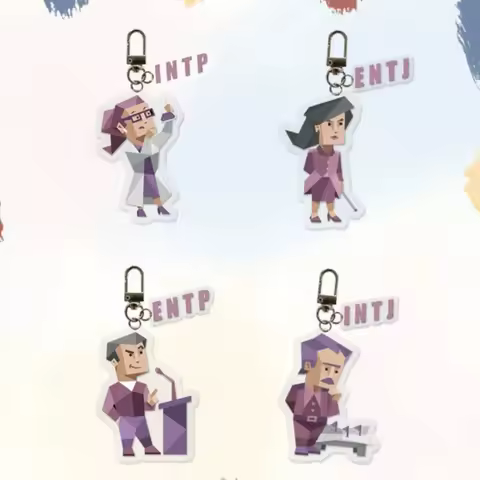 MBTI Cartoon Character Acrylic Keychain 16 Kind Of ESFP Pendant ESTP ENTJ Decoration Creative Cartoo