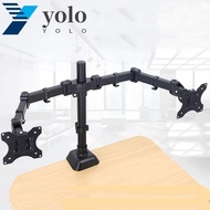 YOLO Monitor Bracket with Clamp Holder, 360°Free Rotating Multifunctional Dual Monitor Holder, Base Dual Arm Telescopic Adjustment Height Desktop Display Stand Monitor TV