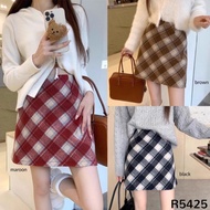 Checker Furry Mini Skirt R5425