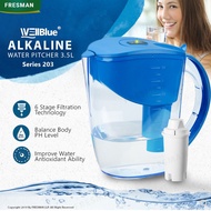 ⭐WELLBLUE S203 Alkaline Water Filter Pitcher With Cartridge 6-Stage Filtration 3.5L Water Purifier J