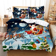 Red Christmas Quilt Cover Santa Snowman Double King Bedding Set Microfiber 2/3 Piece Cartoon Quilt C
