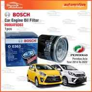 Perodua Axia Year 2014 To 2022 Car Engine Oil Filter Penapis Minyak Enjin Bosch 0986AF0363 OilFilter