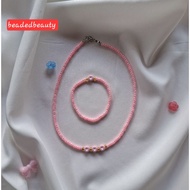 hearts beaded necklace and bracelets Gift ideas for girls Glossy beads necklaces and bracelets