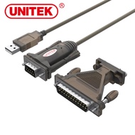 Cáp chuyển đổi USB to Serial RS232 DB9F to DB25M Adapter (USB to COM) 1m5 Cable Unitek Y-105